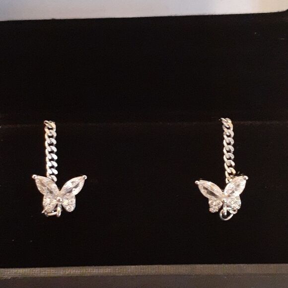 BTOYM Jewelry - 925 Silver Chain Butterfly Earrings Womens New In Box